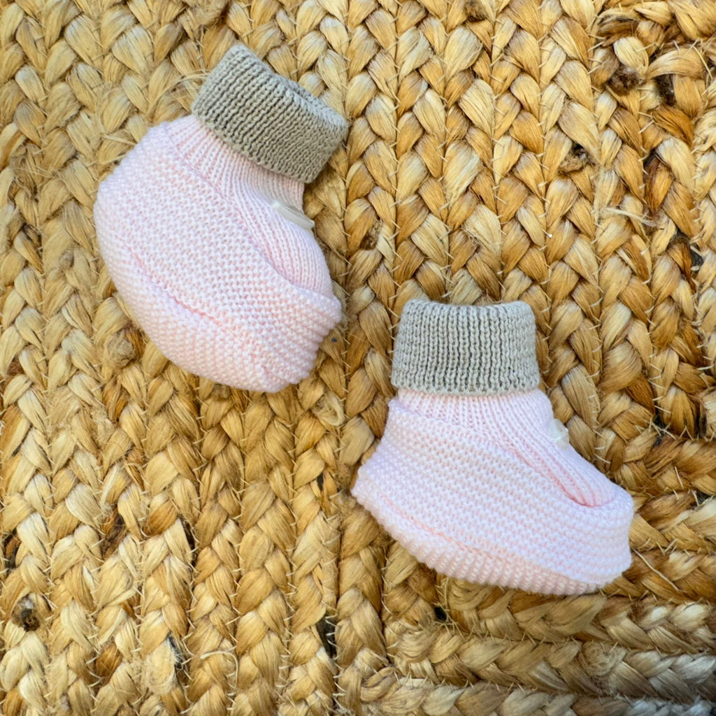  Scarpette rosa con bordo tortora in pura lana vergine