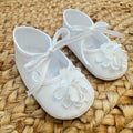 scarpine battesimo neonata con fiocco in raso