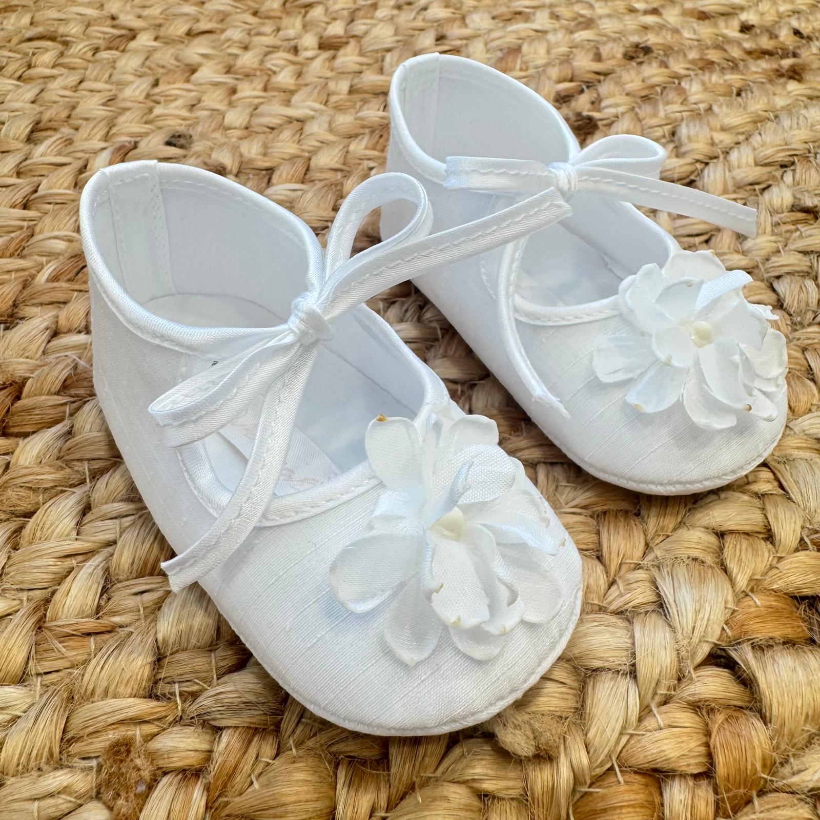 scarpine battesimo neonata con fiocco in raso