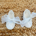 scarpe battesimo bimba con fiocco in organza