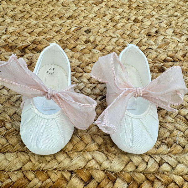 scarpe battesimo bimba con fiocco rosa