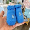 Corredino nascita neonato in lana blu con copertina, tutina, cappellino e scarpine per uscita clinica