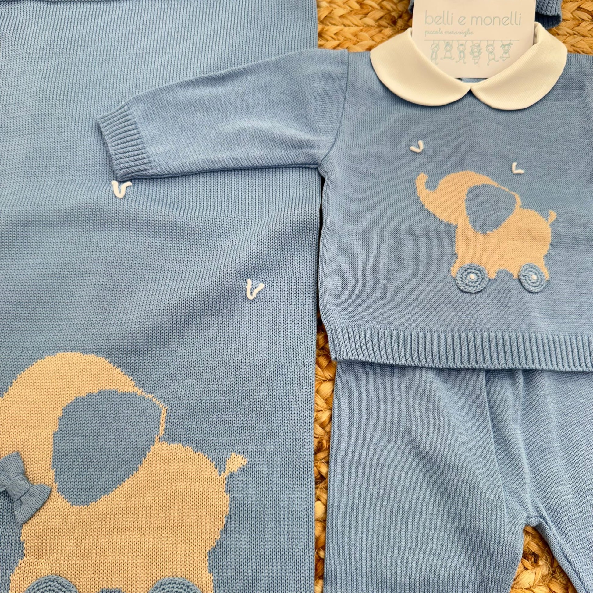 scarpine neonato in maglia azzurro polvere