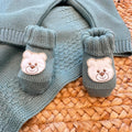 Uscita clinica neonato in pura lana verde oliva con copertina, completo, cappellino e scarpine con orsetto