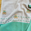 Uscita clinica neonato in pura lana grigio e verde con orsetto completa di copertina cappellino e scarpine