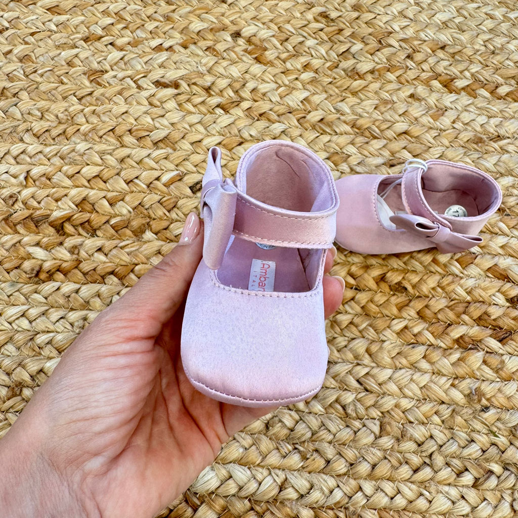 scarpine battesimo neonata rosa con chiusura comoda