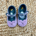 scarpine bimba velour lilla con fiocco vista frontale