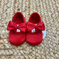 scarpine culla raso rosso fiocco con punto luce vista laterale
