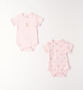 set 2 body neonata 100% cotone rosa cipria