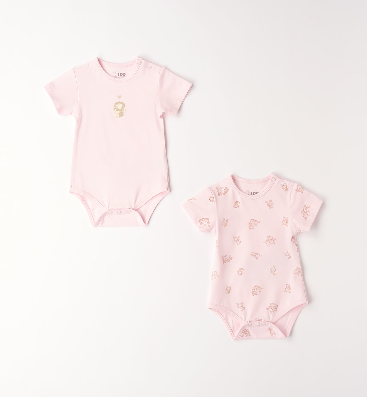 set 2 body neonata 100% cotone rosa cipria
