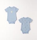 set 2 body neonato 100% cotone azzurro cielo