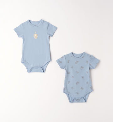set 2 body neonato 100% cotone azzurro cielo