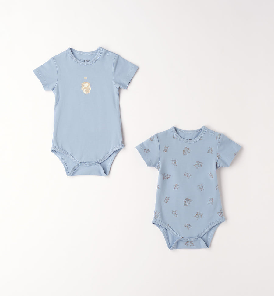 Set 2 body neonato 100% cotone azzurro cielo