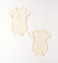 set 2 body neonato 100% cotone colore panna