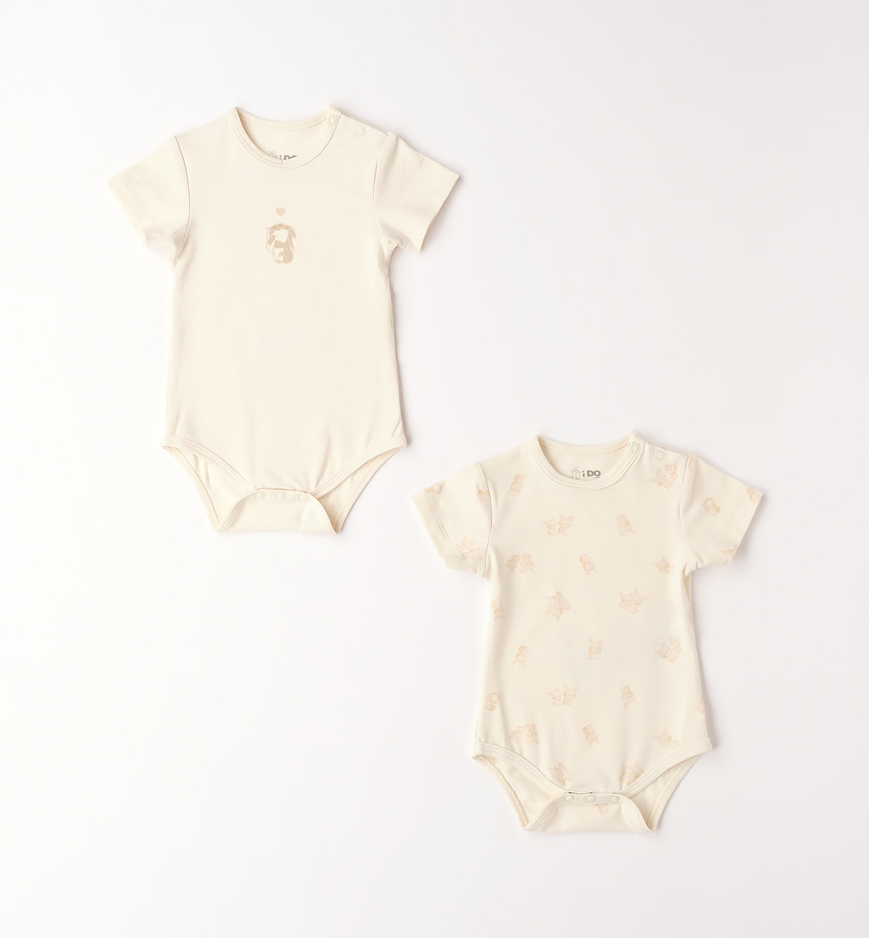 set 2 body neonato 100% cotone colore panna