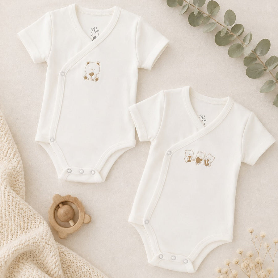 Set 2 body neonato unisex in caldo cotone con orsetti