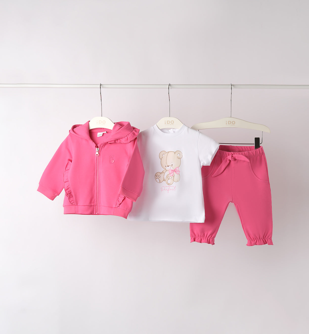 Felpa rosa bambina con cappuccio, zip e volant decorativi
