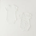 Set 2 body neonato unisex in caldo cotone bianco con scritta e fantasia orsetti per corredino nascita