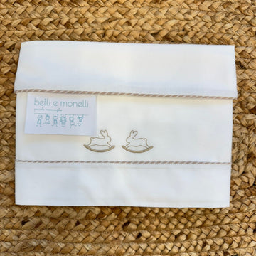 set lenzuola baby culla neonato unisex 100% cotone con ricamo coniglietti