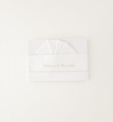 Set lenzuola culla unisex 100% cotone con scritta Welcome to the world