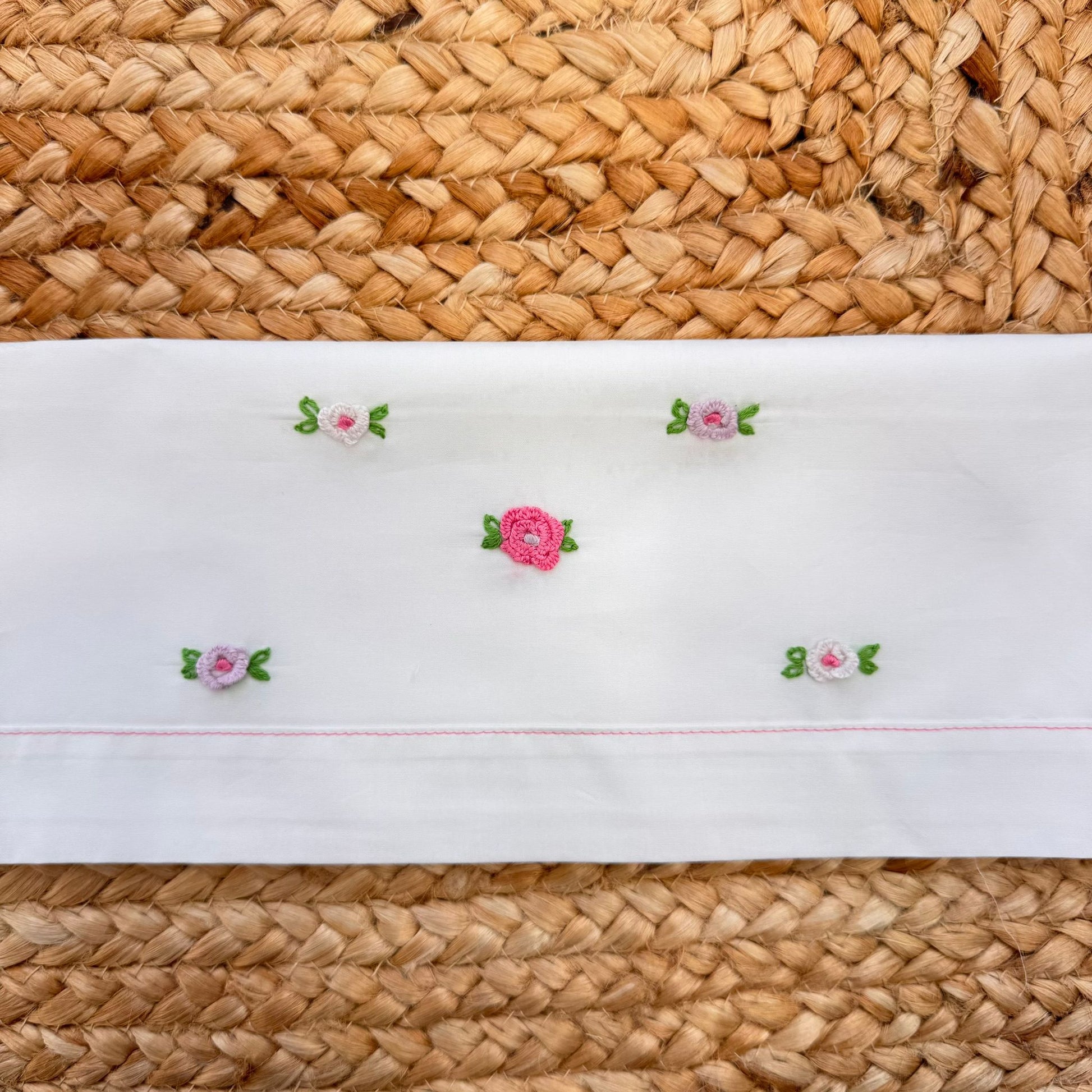 set lenzuola neonata cotone ricami floreali rosa