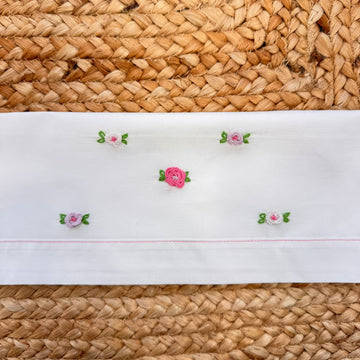 set lenzuola neonata cotone ricami floreali rosa