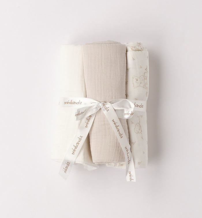 Set mussole unisex neonato in cotone garzato