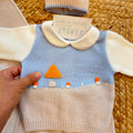 Uscita clinica neonato in pura lana con copertina coordinata.