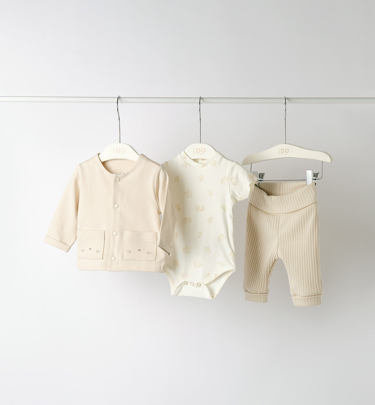 Set nascita neonato tre pezzi in cotone