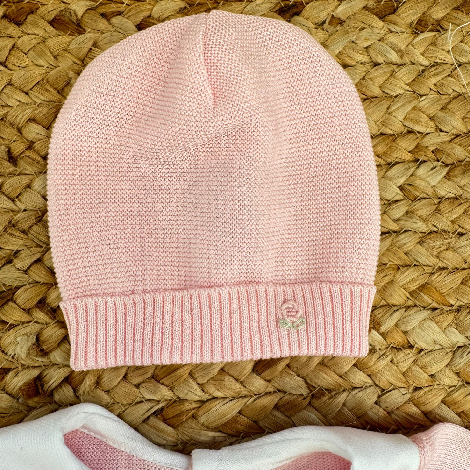 set nascita neonata rosa cotone con copertina ricamata