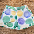 Completo bambina top verde acqua e shorts a pois colorati