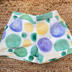 Completo bambina top verde acqua e shorts a pois colorati