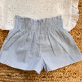 shorts bambina rigati azzurro vita elasticizzata