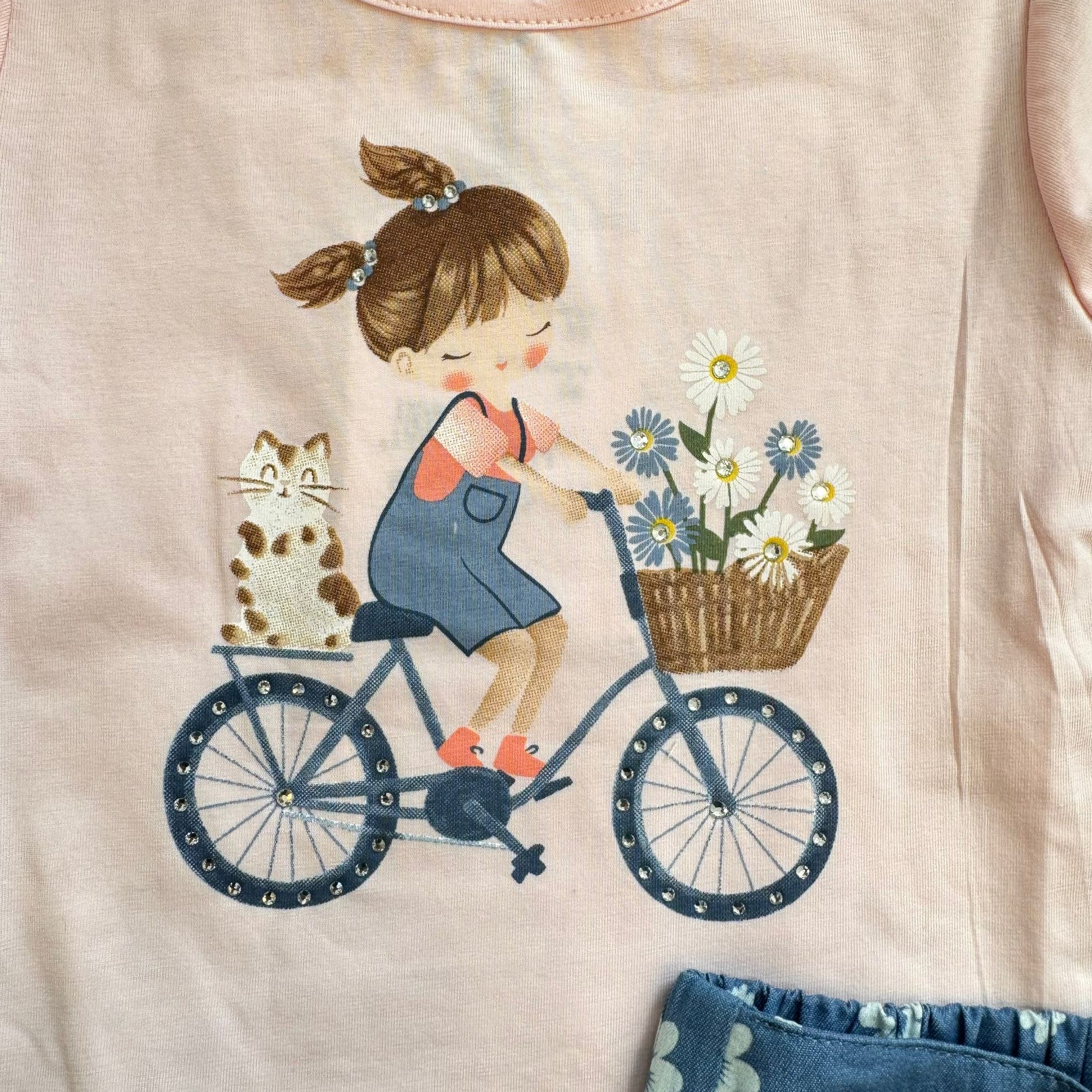 shorts bimba cotone blu fantasia fiori