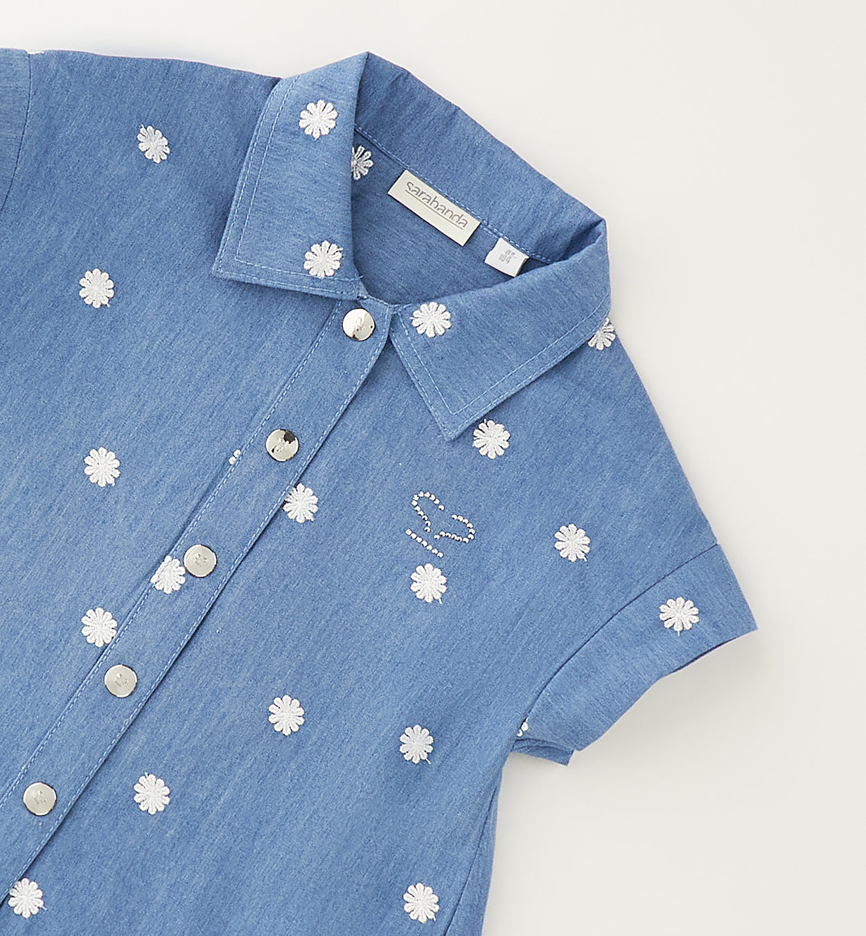 shorts bimba denim con pieghe frontali