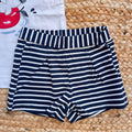 shorts bimba cotone rigati blu e bianco