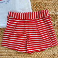 shorts bimba cotone rigati rossi e bianchi