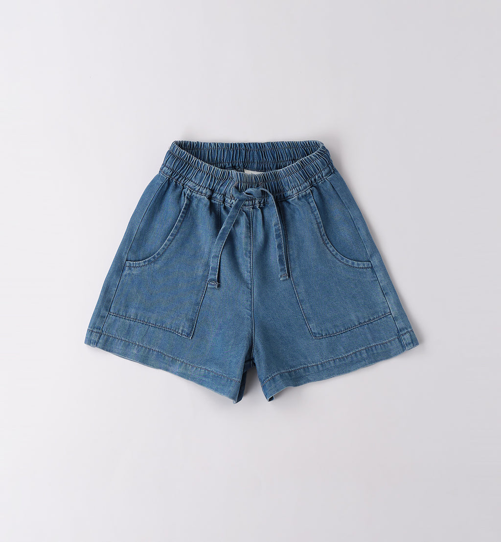 Retro shorts denim bimba con elastico