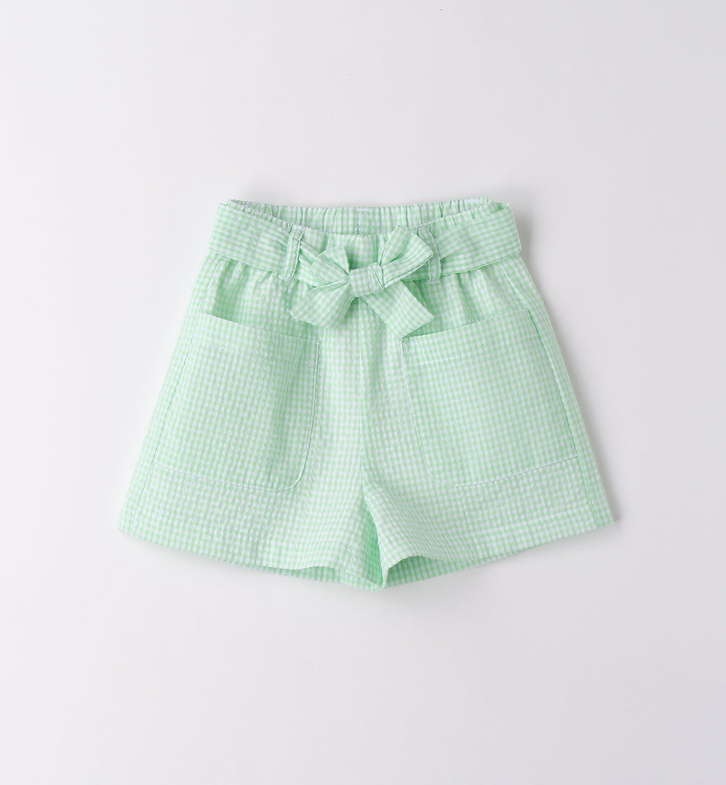Shorts vichy verde con fiocco iDO bambina