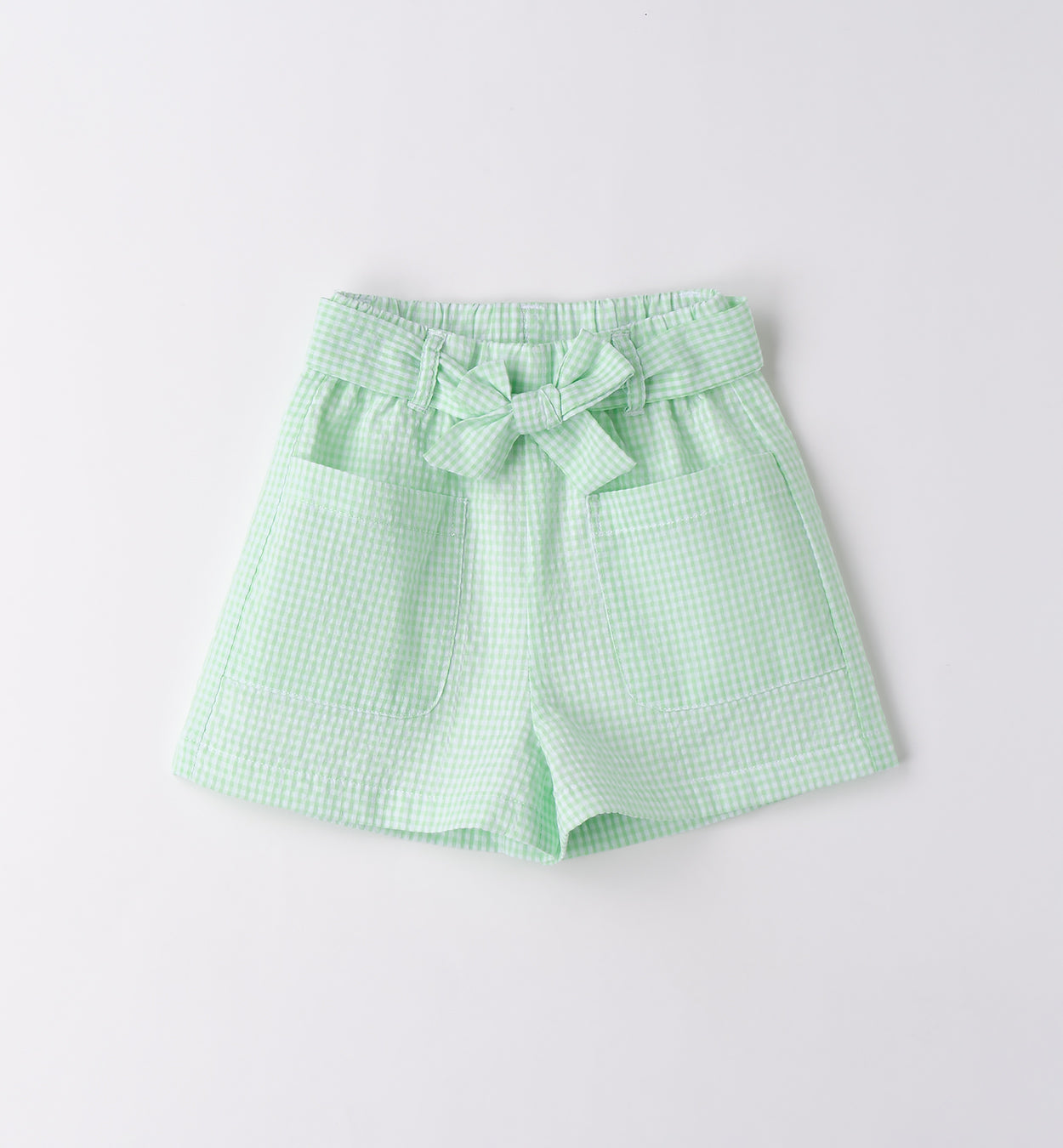 Shorts vichy verde con fiocco iDO bambina