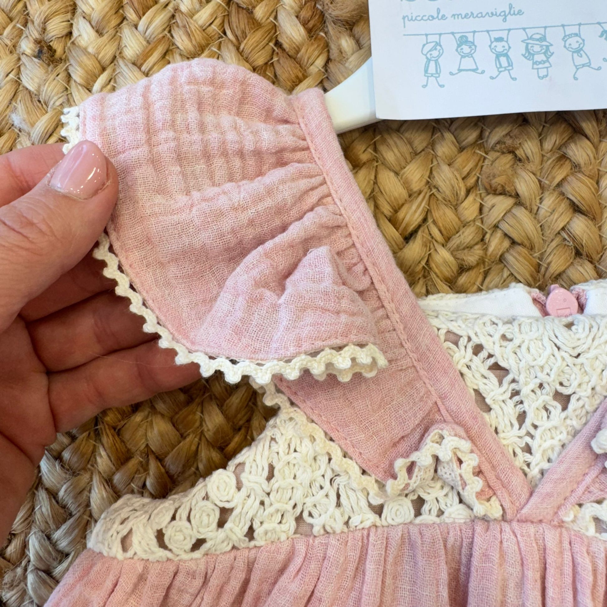 spalline con balza abito bambina rosa