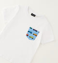 T-shirt bimbo in cotone con taschino decorativo auto multicolor