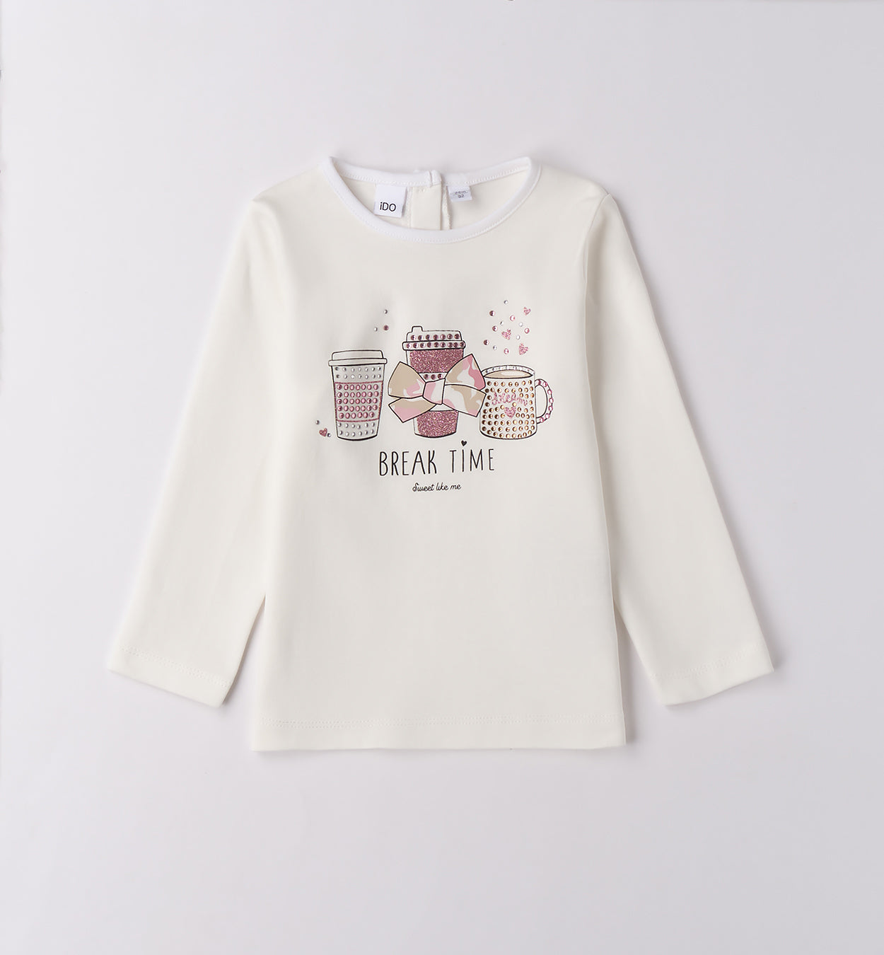 t-shirt bianca con stampa break time bambina