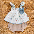 completo neonata cotone fantasia mare con culotte beige
