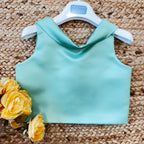 Top elegante bambina in satin verde acqua
