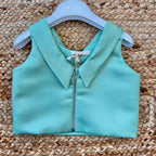 Retro top bambina con zip e colletto incrociato