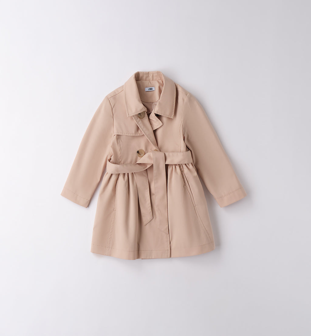 Trench beige bambina con cintura