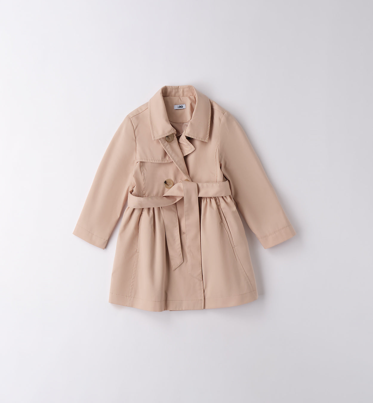 Trench beige bambina con cintura