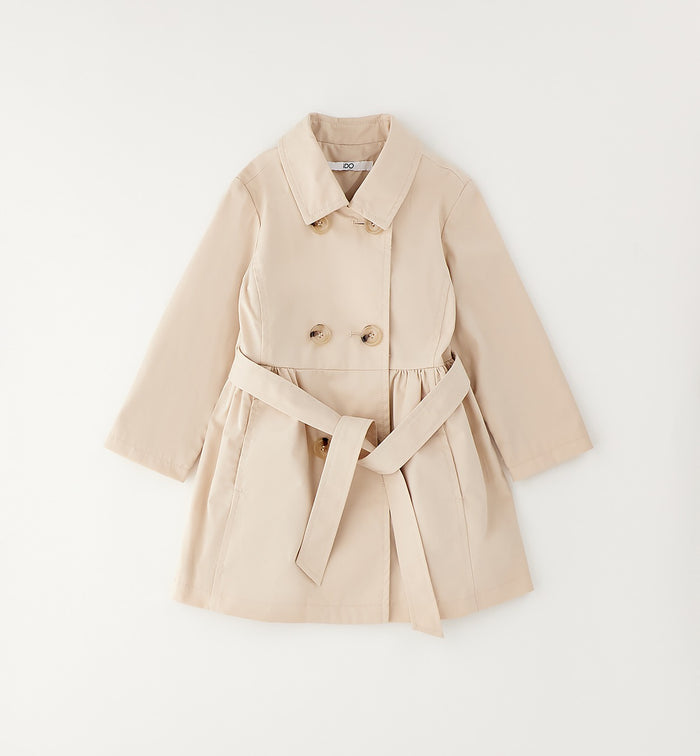 trench bimba elegante beige con cintura