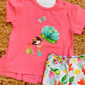 t-shirt bimba rosa cotone con stampa bambina e fiore